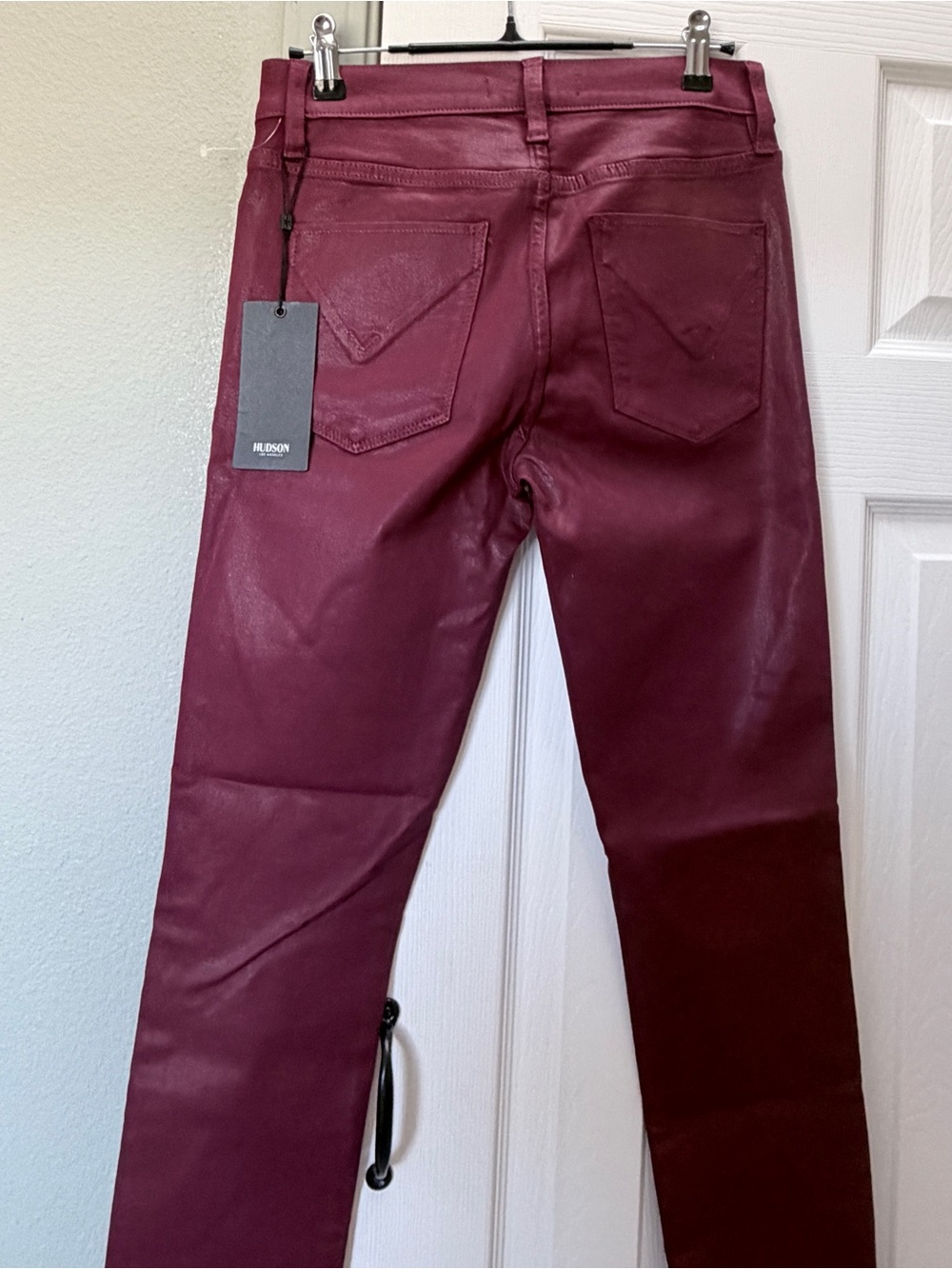Hudson Jeans Burgundy Skinny Coated Jeans